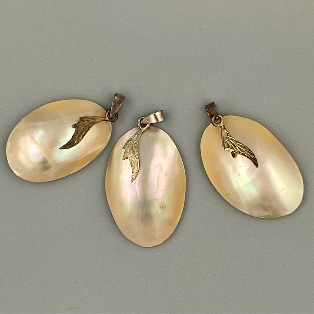 3 vintage Mabe Pearl pendants sterling silver